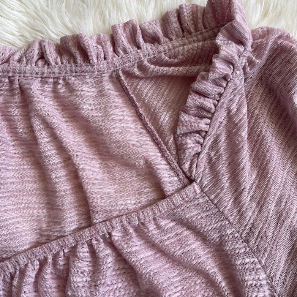 Free People Blouse Striped Top Cropped Pink M